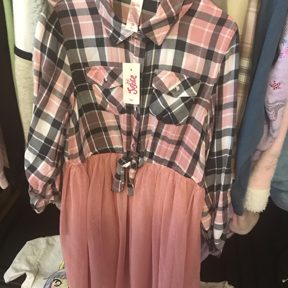 Justice Pink Plaid Dress